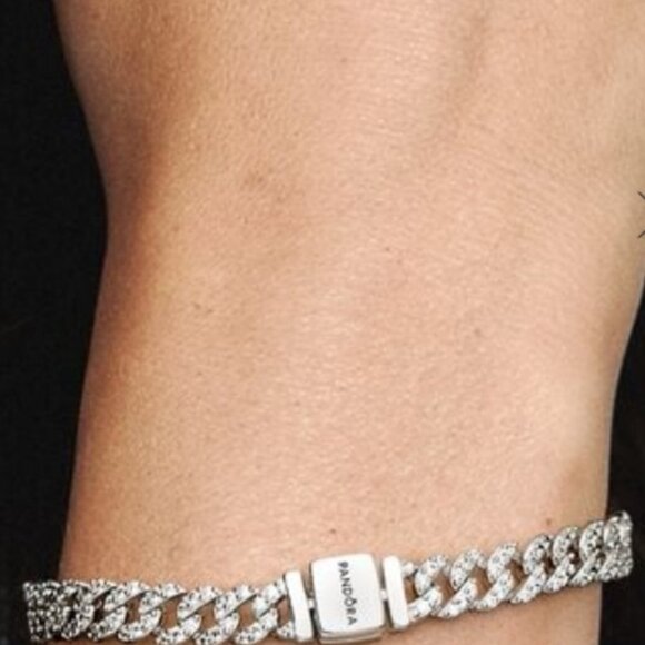 PANDORA TIMELESS PAVE CUBAN CHAIN BRACELET! NEW IN THE BOX! - Picture 10 of 16